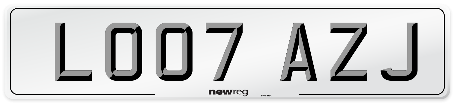 LO07 AZJ Number Plate from New Reg